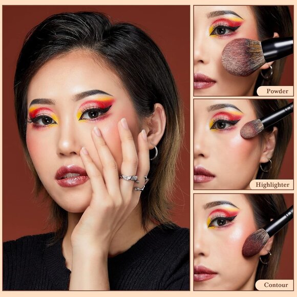 🆕 Makeup Large Brushes 3pcs Face Premium Synthetic Powder Contour Highlighter - Picture 3 of 9